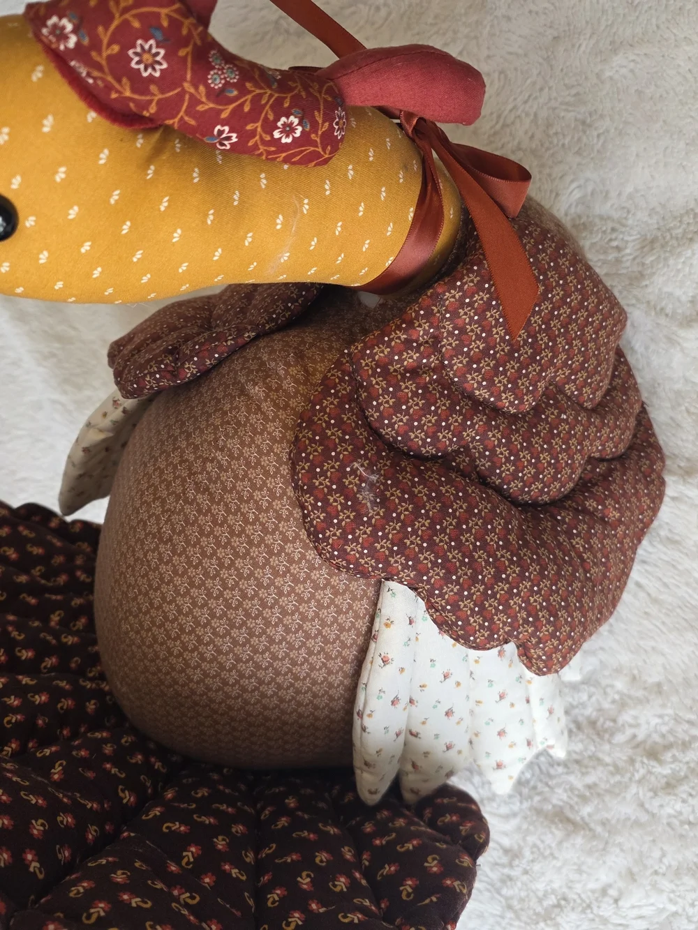 Vintage Fabric Quilted Thanksgiving Turkey Plush 14x11
